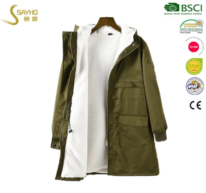 Chaqueta <span class=keywords><strong>Anorak</strong></span> Larga Informal de Color Verde Oliva Clásica para <span class=keywords><strong>Mujer</strong></span>, Transpirable, Tejida, con Cordón Ajustable en la Cintura - Product Image 3