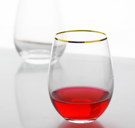 12oz 16oz 20oz Crystal Clear Stemless Wine Glass With Gold Rim