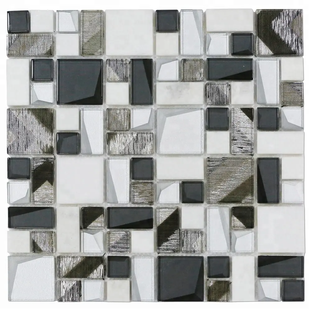 Piazza Marmo Misto Mosaico In Vetro Stratificato per la Cucina Backsplash