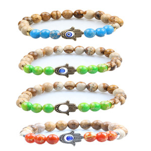 La meilleure vente personnalisé 8mm coloré 7 <span class=keywords><strong>chakra</strong></span> pierre naturelle perle bracelet hommes bracelet - Product Image 3