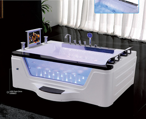 Vasca Idromassaggio in Vetro con Doppio Getto, Luci LED, TV Impermeabile, Vasca Massaggiante per 2 Persone - Product Image 2