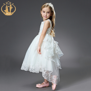 Vestido de fiesta de princesa bella de diseño clásico europeo para niños, traje de baile de encaje marfil, para Noche de cumpleaños - Product Image 4
