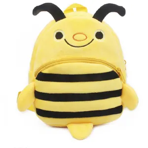 กระเป๋าเป้สะพายหลังลายผึ้งน้อยสีเหลืองน่ารัก,กระเป๋านักเรียนตุ๊กตาสัตว์แฟชั่นสำหรับเด็ก