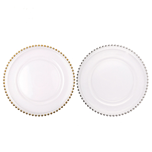 Pas cher en vrac hôtel En Gros De Mariage <span class=keywords><strong>Or</strong></span> Argent clair steak Assiette de Verre de mariage - Product Image 5