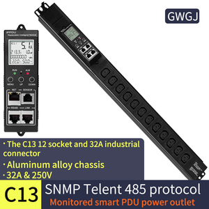 GWGJ QIT39 PDU Inteligente SNMP de 12 Bits C13, Toma de Corriente con Protección IP67 para Uso Industrial, 110-240V <span class=keywords><strong>32A</strong></span>, Interruptor de Monitoreo, Montaje en Rack, SNMP485 - Product Image 2