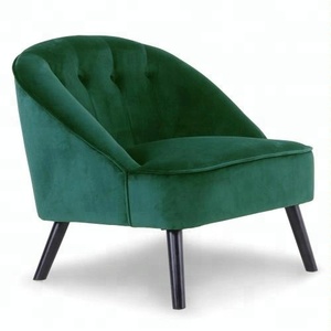 Luxury Hotel Big Armchair with Wood Legs <strong>Green</strong> Velvet <strong>Accent</strong> <strong>Chair</strong> - Product Image 3