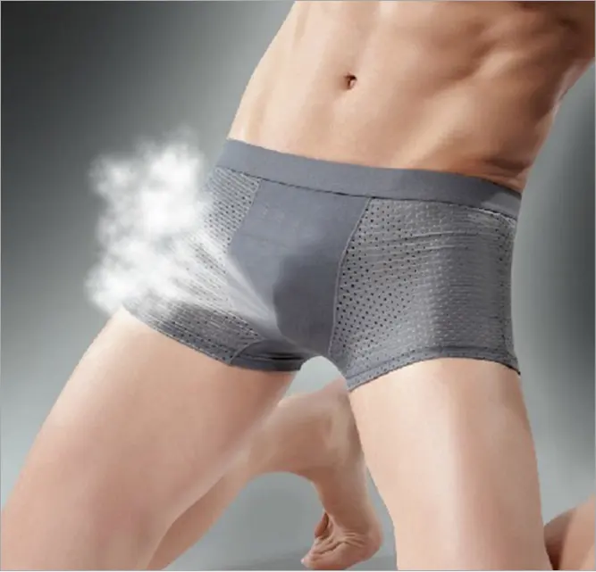 Haute qualité bambou boxer homme creux et perméable à l'air confortable sous-vêtements