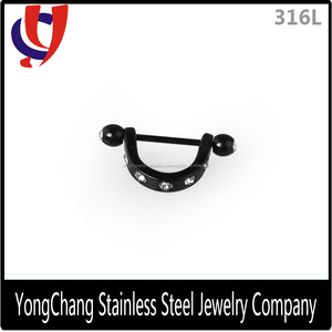 2015 chapado negro sexy women crystal gems pezón estiramiento <span class=keywords><strong>de</strong></span> la joyería <span class=keywords><strong>piercing</strong></span> - Product Image 1
