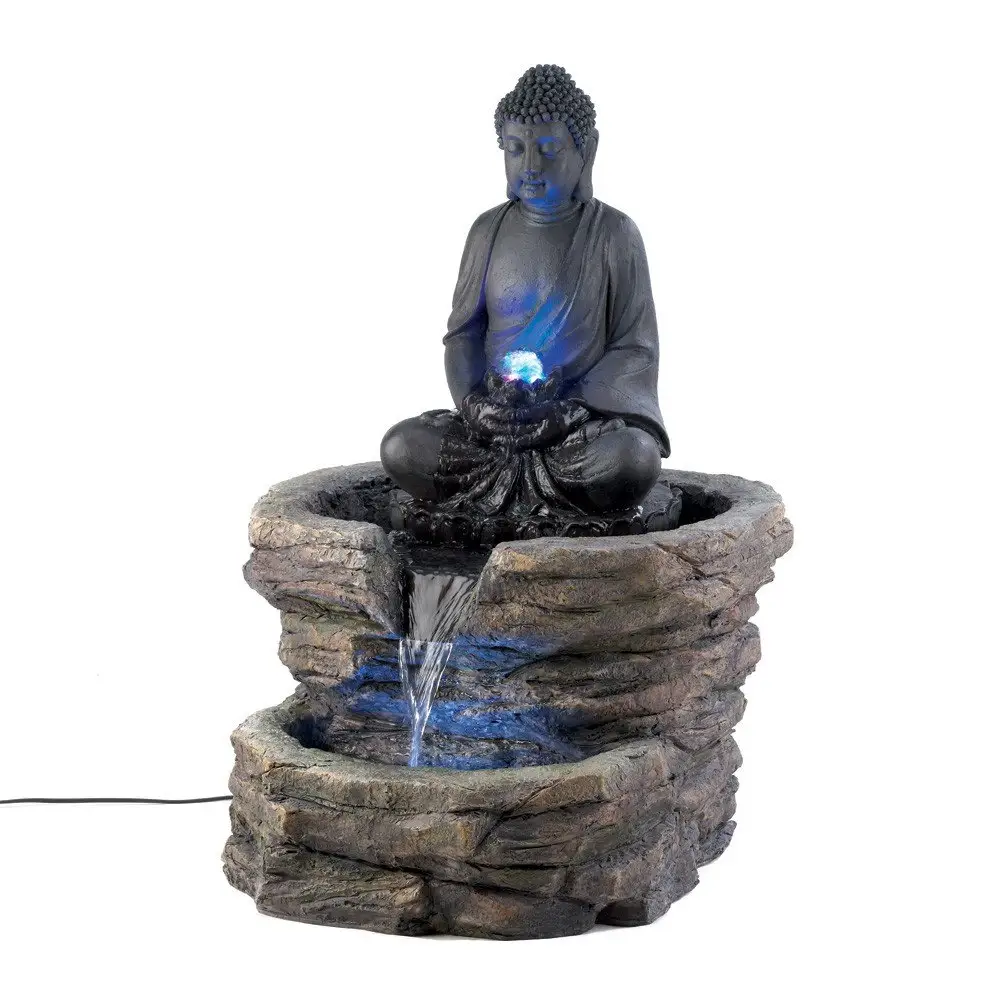 ขนาดใหญ่สีเปลี่ยน LED Light ไทย Hindu รูปปั้นพระพุทธรูปน้ำพุกลางแจ้ง Polyresin Hindu พระเจ้าน้ำพุ