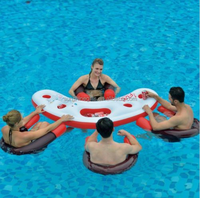 NOUVEAU Bar flottant gonflable pour 4 personnes avec porte-gobelets pour le divertissement - Matériel PVC sans phtalates