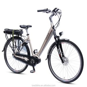 Vélo électrique de ville TXED 28 pouces rétro <span class=keywords><strong>8</strong></span> vitesses avec écran LCD, frein à rouleaux, moteur central, fourche à suspension en alliage - Product Image 2
