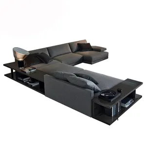7座意大利现代家具设计l形布艺沙发套装简约角沙发客厅分段沙发