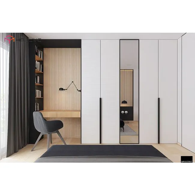 Kenar çekme kolu tarzı modern lüks 4 kapı yatak odası mobilyası dolap/dolapları tasarım