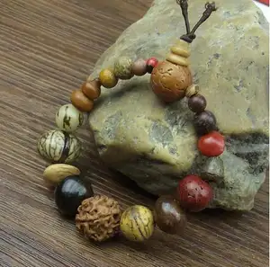 Vintage joyería de moda natural de 18 bodhi pulsera Semilla de Buda encanto pulsera Tibet de oración budista, cuentas de madera, pulsera