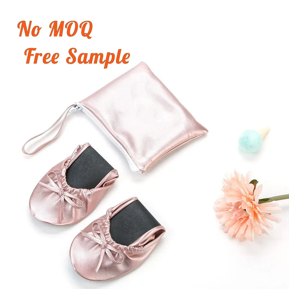 Wholesale foldable shoes after party shoes with pouch flat slipper for wedding