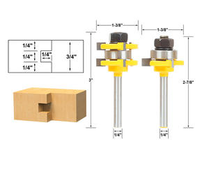 L-N072 2 PC 8Mm 1/2Inch 1/4Inch Chân Chất Lượng Cao Lưỡi & Rãnh Doanh Lắp Ráp Router Bit Thiết Lập 3/4 "Cổ Gỗ Cắt Công Cụ - Product Image 3