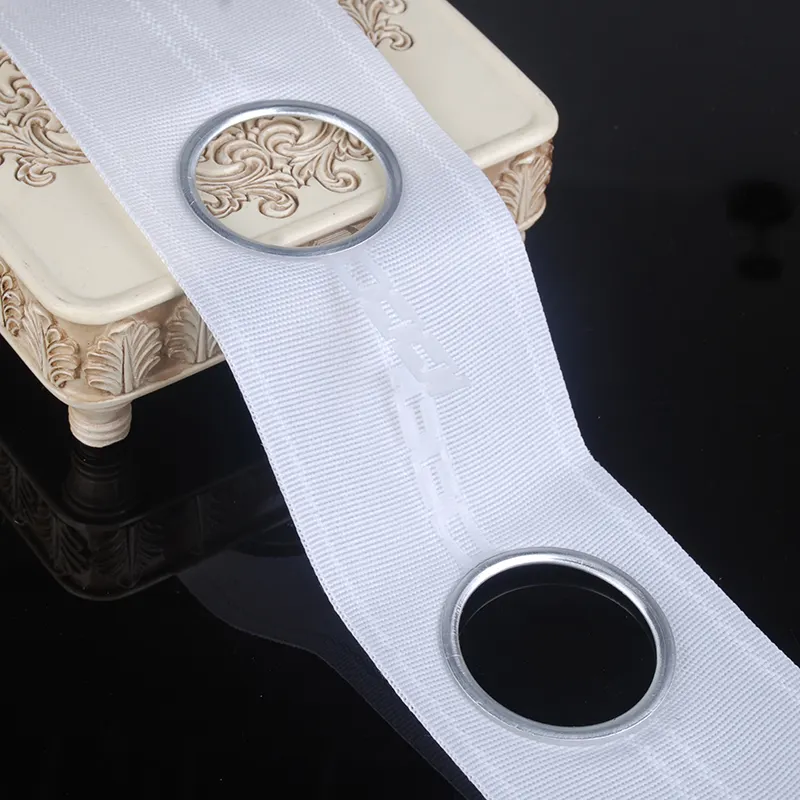 Nastro per tende all'ingrosso della fabbrica dell'occhiello della cina con il nastro bianco della tenda dell'occhiello di 8 fori con un nastro laterale dell'occhiello della tenda dell'anello di plastica