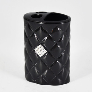 4 Pièces Accessoires de Salle de Bain Style Luxe Noir Avec Diamants - Product Image 4