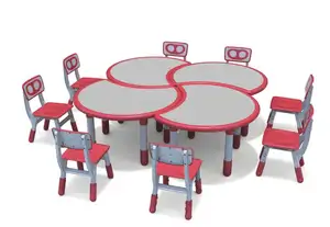 Serie de muebles para niños-Juego de mesa y silla de plástico para la escuela