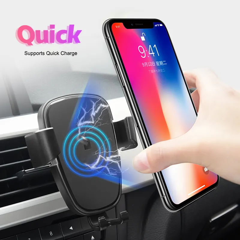 Wireless Car Charger Fast Charging Auto-Clamping Car Mount Air Vent Phone Holder For Car