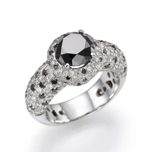 Zwarte Diamant Ring18k Wit/Geel Goud-Diamond Engagement Ring, Goedkoopste Zwarte Diamanten Ring India