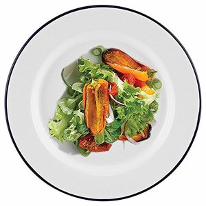 Plato de acampada esmaltado con borde negro, 20cm, redondo, para Pie