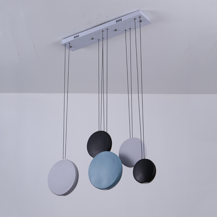 Postmoderne Industrielle Led Source D'éclairage Fusée Ombre Pendentif Lampe Bleu Noir Blanc Finition Cordon Ensemble Lustre
