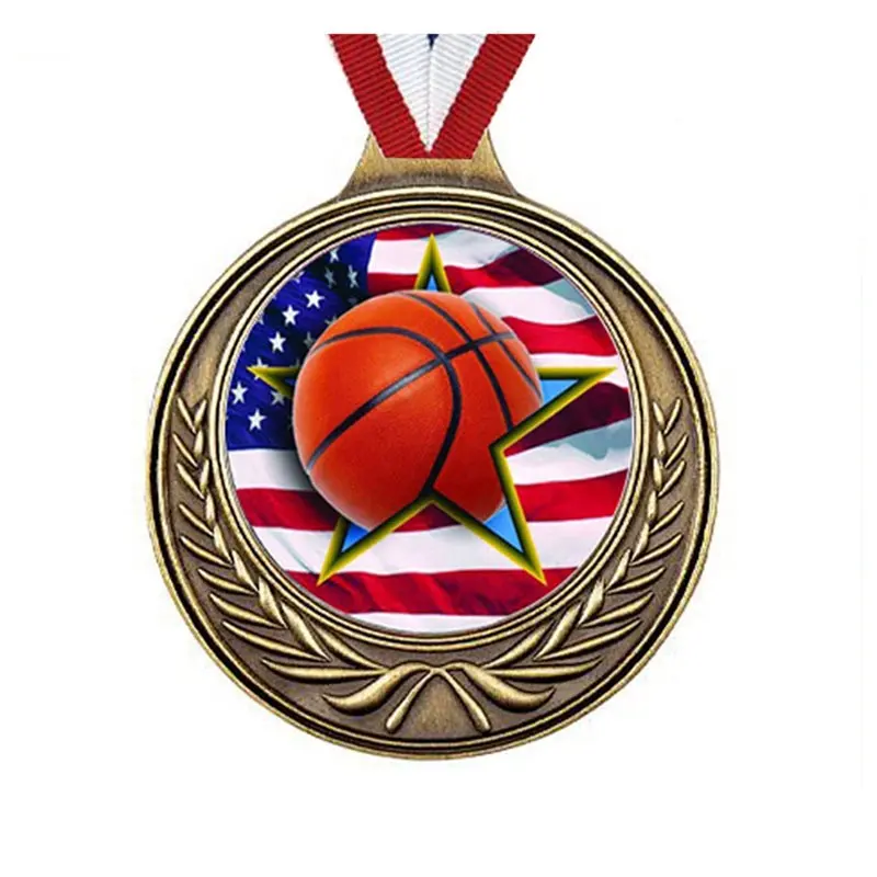 卸売カスタム3Dスタンピングマットゴールド仕上げパッド印刷スターバスケットボール米国メダル報酬鉄真鍮亜鉛合金金属メダル
