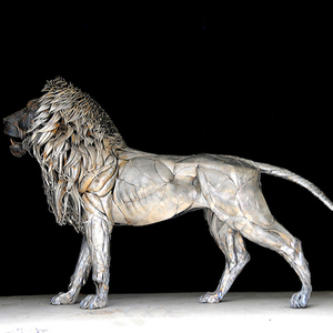 Majestic <span class=keywords><strong>Lion</strong></span> Modern Metalls piegel Polierte Edelstahl Tiers tatue Skulptur - Product Image 1
