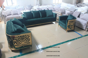 <span class=keywords><strong>Dubai</strong></span> Mewah Kelas Atas 7 Tempat Duduk Nordic Beludru Italia Bentuk L Bagian Sofa dan Kursi - Product Image 6