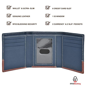 Rfid — portefeuille en <span class=keywords><strong>cuir</strong></span> véritable pour hommes, anti-Rfid, <span class=keywords><strong>porte</strong></span>-cartes, tripliable, accessoire de voyage - Product Image 3