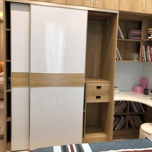 פשוט עיצוב לבן בצבע עץ ארון נייד ארון עם פינת מדף ספרים - Product Image 4