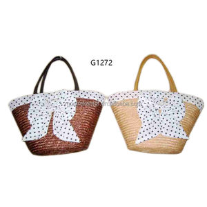 New style fashion high quality grow natural wheat straw beach bag with the butterfly - Product Image 1