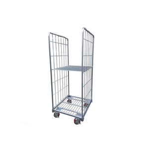 창고 운송 탈의식 아연 도금 와이어 메쉬 롤 컨테이너, 롤링 트롤리, 핸드 카트 - Product Image 6