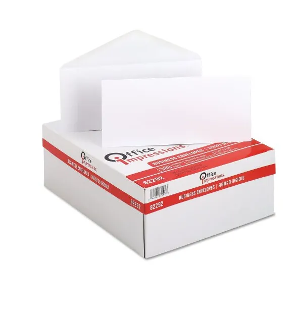 Confezione da 10 # tinta unita (4 1/8x9 1/2) bianco 500 buste per scatola (82292) patta completamente gommata