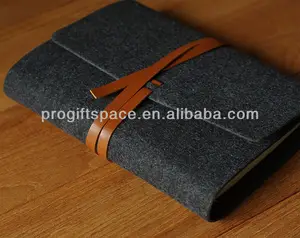 New fashion brown fabric high quality handle leather tie case notebook cover felt handmade leather book cover made in China