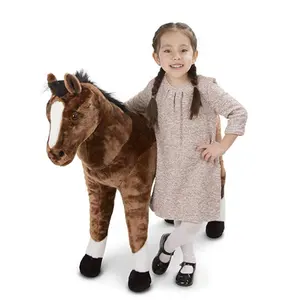 Thực tế sang trọng thú nhồi bông đồ chơi ngựa cho trẻ em chơi/nhà máy trực tiếp màu nâu sang trọng ngựa đồ chơi cho zoo công viên/cao chất lượng sang trọng lớn ngựa