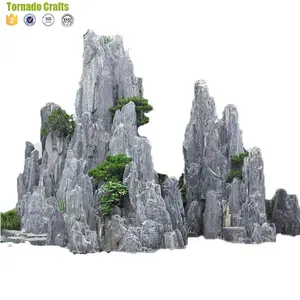 Guangzhou factory high quality design fiberglass rock waterfall rockery artificial stone water curtain fountain decor