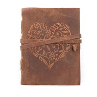 Diario de Cuero Genuino para Mujer, Hermoso Cuaderno Personal Hecho a Mano con Cubierta de Cuero Repujada con Corazón para Dibujar a Diario