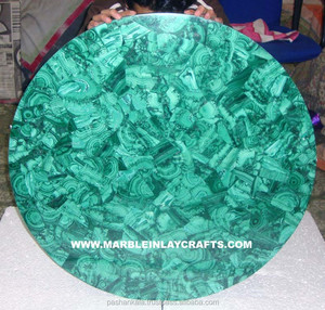 Round Malachite Coffee Table Top , Green Malachite Table Top - Product Image 1