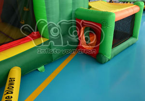 Anuncio publicitario que salta el PVC combinado del verde de la despedida de la diapositiva inflable de la casa con el salto fel - Product Image 4