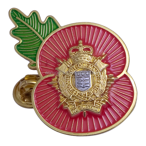 Commemorative Custom Poppy Flower Lapel Pin Badge