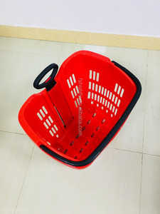 Moq 20 cái 40L gấp Giỏ mua sắm với nhôm xử lý siêu thị nhựa cán giỏ - Product Image 4