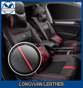 Asiento de coche de cuero de cuero de grano litchi en relieve de pvc para el sofá tapizado/coche barato tejido con nonwoven - Product Image 1
