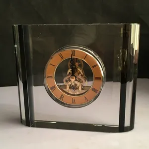 Reloj despertador de mesa de cristal antiguo rectangular negro para la familia