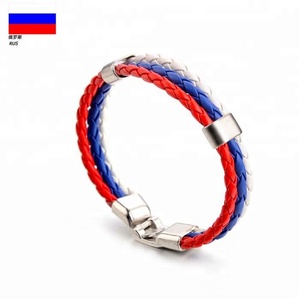 ขายส่งแฟนฟุตบอลโลกธงประจำชาติ Pu สร้อยข้อมือเครื่องประดับโลหะ - Product Image 5