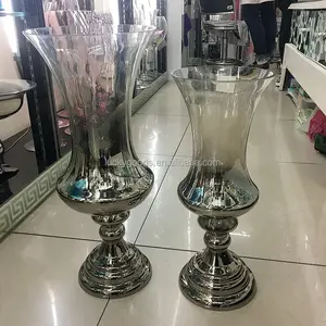 LHP024高品质银色高玻璃花瓶现代设计玻璃插花家居装饰婚礼祝贺