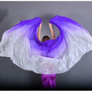 Velo de Seda <span class=keywords><strong>para</strong></span> Danza del Vientre, Pañuelo de Cadera <span class=keywords><strong>para</strong></span> Mujer Adulta, Degradado de Color <span class=keywords><strong>para</strong></span> Bailar - Product Image 2