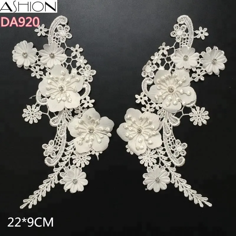 3d Strass Geborduurde In Water Oplosbare Bruids Bloem Kant Applique Patch Voor Kleding Trouwjurk Da920/Da921/Da914