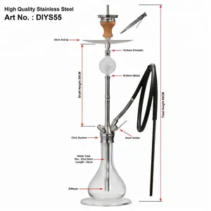 Top Quality Hot Sale China Manufacture Hookah large 304 Stainless steel Click shisha